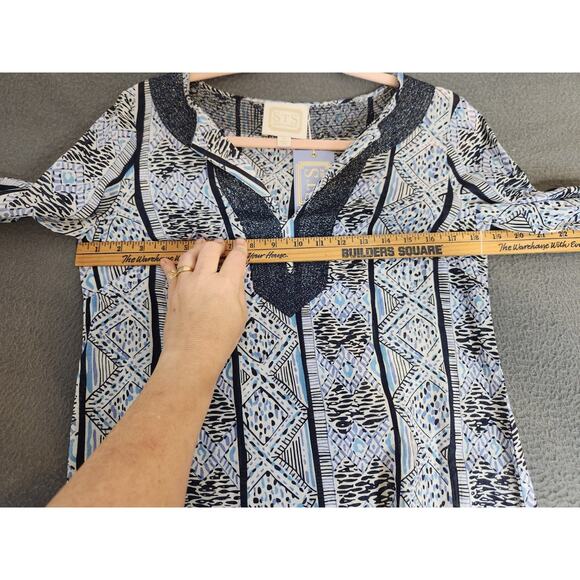 STS Sail to‎ Sable Women’s Geo Stripe Long Tunic Navy Size XS Embroidered NWT - Picture 7 of 10